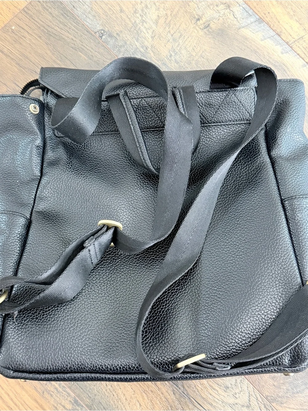 Freshly Picked Classic Diaper Backpack bag Black vegan pebbled leather large